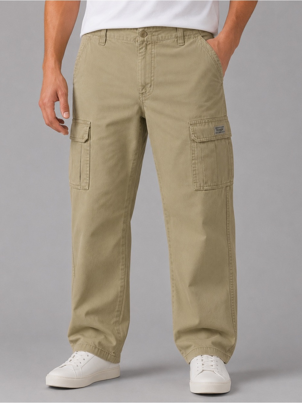 Wrangler Relaxed Fit Cargo Pants Men’s 36x32 Khaki Beige Cotton Blend